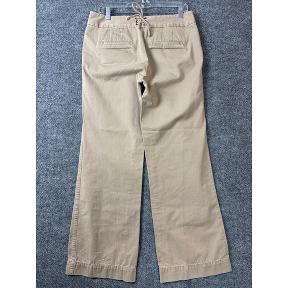 J.Crew Pants Womens 8 Khaki Y2K Sailor Chino City Fit Wide Leg Lace Up Back - Picture 5 of 9